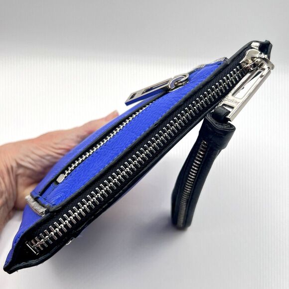 BOTKIER NEW YORK Soho Clutch Pebbled Leather Wristlet Zipper Electric Blue NEW - Picture 9 of 12